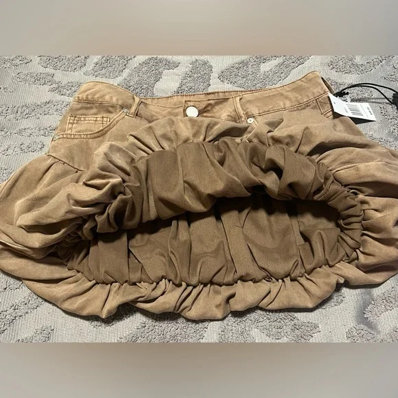 Blank NYC Light Brown Denim Balloon Mini Skirt Size 27 - Picture 6 of 8